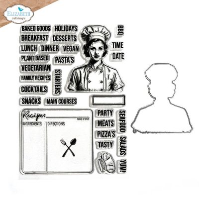 LET'S COOK food clear stamp set from Elizabeth craft designs A5