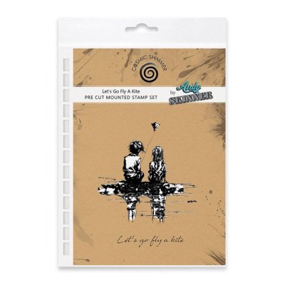 LET'S GO FLY A KITE rubber stamp set - Gummistämplar med barn som flyger drake från Cosmic shimmer