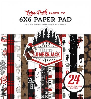 Let's lumberjack paper pad 6x6 - Mönstrade papper med camping- och utelivstema från Echo Park 15x15 cm