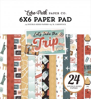 LET'S TAKE THE TRIP paper pad - Mönsterpapper med resetema från Echo Park 15x15 cm
