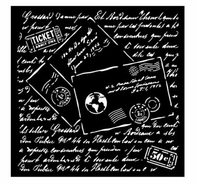 LETTERS Around the World Thick Stencil - Schablon med text och brev från Stamperia 18x18cm
