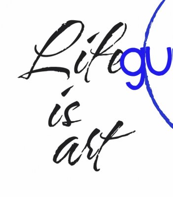Life is art - Engelsk textstämpel från Gummiapan