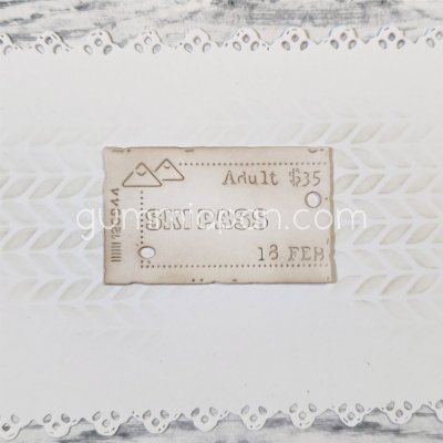LIFTKORT biljettstansmall från Gummiapan ca 53 x 32 mm