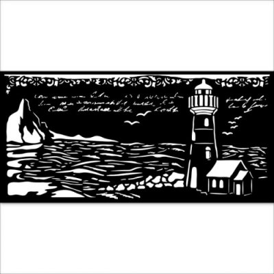 LIGHTHOUSE stencil - Schablon med havstema, fyr m m från Stamperia 12x25 cm
