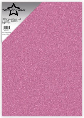 LIGHT PINK GLITTER PAPER - Rosa glitterpapper från Paper favourites A4