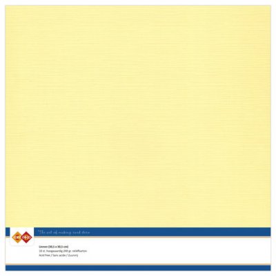 LIGHT YELLOW Linen Cardstock 30,5x30,5 cm(10pcs) - Ljusgula papper från Card Deco