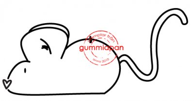 Liten mus tittar till vänster-stämpel från Gummiapan 4,2*2 cm