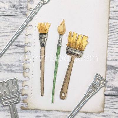 Small brushes die set LITET PENSELSETstansmallar from Gummiapan ca 17 x 52,5 mm, 10,5 x 57,5 mm, 6 x 66 mm