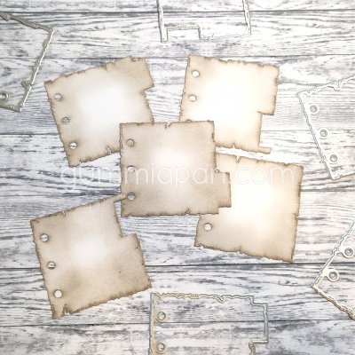 Small torn mini album die set from Gummiapan ca 72x72 mm, 72x72 mm, 72x72 mm, 80,5x72 mm, 80,5x72 mm