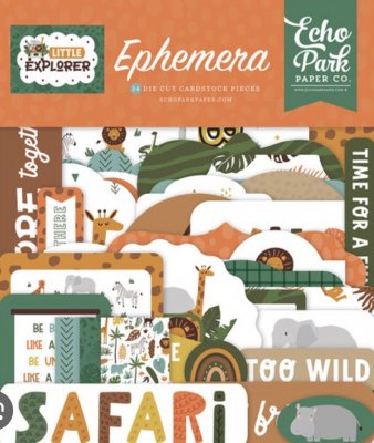Little Explorer Ephemera - Dekorationer med vilda djur-tema från Echo Park