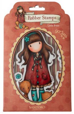 LITTLE FOXES gorjuss girl rubber stamp set - Stämpelset med flicka och rävar från Santoro