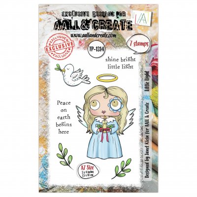 LITTLE LIGHT angel clear stamp set - Stämpelset med en ängel från AALL & Create A7