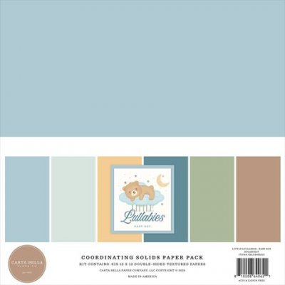 LITTLE LULLABIES BABY BOY 12X12 solids paper pack - Enfärgade papper med bebistema från Carta Bella 30x30 cm