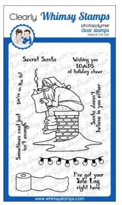 Loads of Cheer Santa on a chimney Clear Stamp set - Stämpelset med jultomte på skorsten från Deb Davis / Whimsy Stamps 10*15 cm