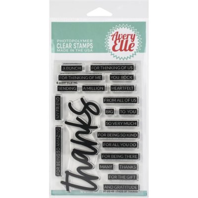 PRE-ORDER - Loads of thanks dymo font text clear stamp set from Avery Elle 10x15 cm