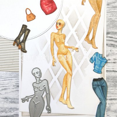 LOLA paper doll die from Gummiapan ca 33x105 mm