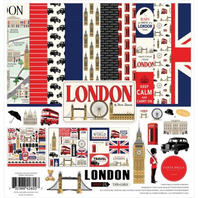 LONDON COLLECTION KIT PAPER PAD - Mönsterpapper från Carta Bella 30x30 cm
