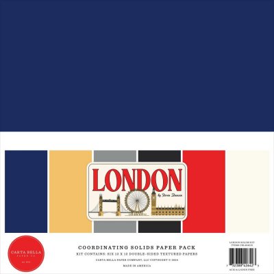 LONDON SOLIDS PAPER set - Enfärgade papper från Carta Bella 30x30 cm