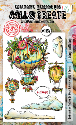 LOONEY BALLOONEY clear stamp set - Stämpelset moln luftballoger från AALL & Create A6