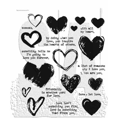 LOVE NOTES rubber stamp set 477 - Stämpelset med kärlek och hjärtan från Tim Holtz Idea-ology