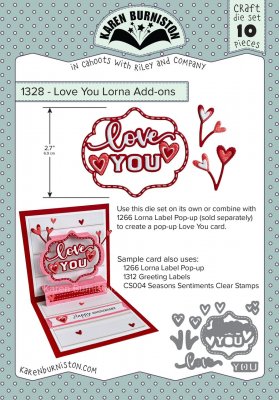 LOVE YOU LORNA ADD-ONS die set - Älskar dig-stansmallar från Karen Burniston