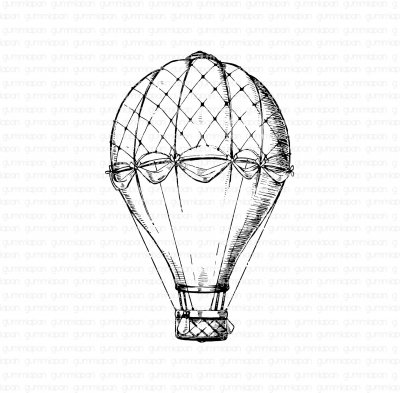 Hot air balloon rubber stamp from Gummiapan 6,3x9,8 cm