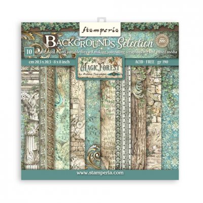 Magic Forest Backgrounds 8x8 Inch Paper Pack from Stamperia 20x20 cm