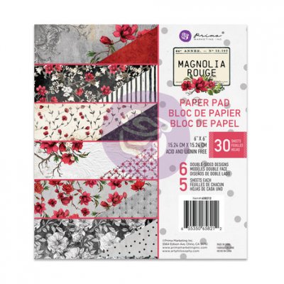 Magnolia Rouge 6x6 Inch Paper Pad - Mönsterpapper från Prima Marketing ink 15x15 cm
