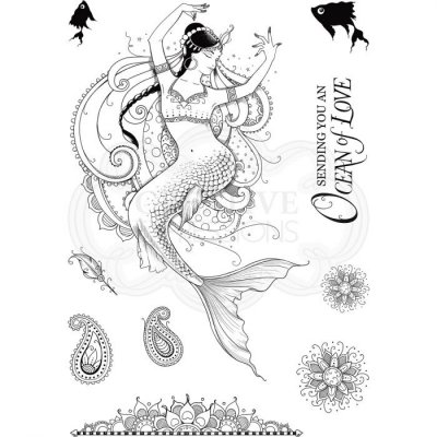 Mahirani siren mermaid clear stamp set from Pink ink design A5
