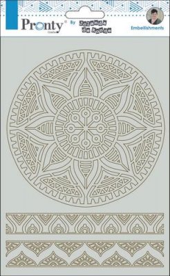 Chipboard mandala + borders 1 - A5 - Spetsduksmönster + bård från Pronty