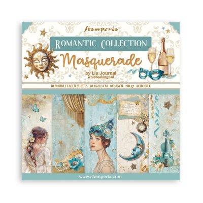 Masquerade 8x8 Inch Paper Pack - Dubbelsidiga mönsterpapper från Stamperia 20x20 cm
