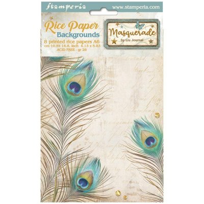 Masquerade Rice Paper Backgrounds (8pcs) - Rispapper från Stamperia A6