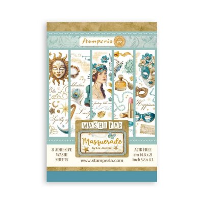 Masquerade Washi Pad (8pcs) - Mönstrad papperstejp från Stamperia A5
