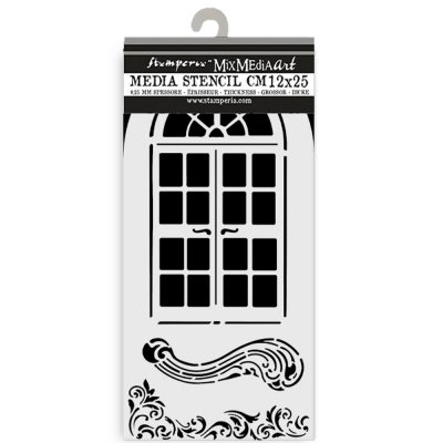 Stamperia Masquerade Thick Stencil 12x25cm Window - Schablon med fönster från Stamperia