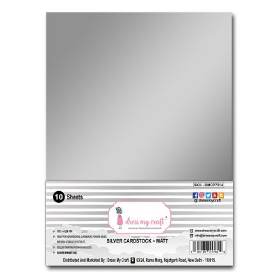 MATT SILVER cardstock 10 sheets - Silverfäragde papper från Dress My Craft A4