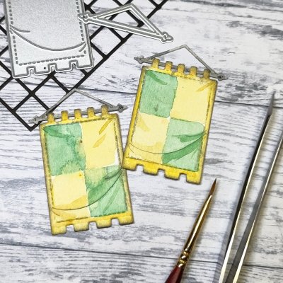 Medieval flag die set MEDELTIDA FLAGGA from Gummiapan ca 30x45 mm och 37x12 mm