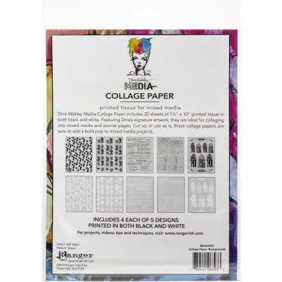 Media collage tissue paper 7,5*10 - 20 st rispapper från Dina Wakley / Ranger ink 19*25 cm