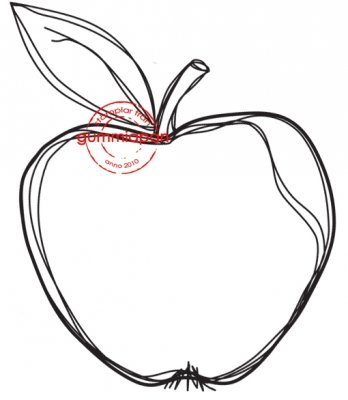 Apple stamp - Stämpel med mellanstort skissat äpple från Gummiapan 3,9*4,8 cm