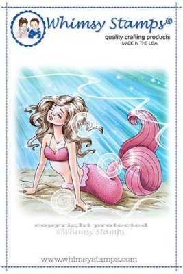 Mermaid Alexis rubber stamp - Gummistämpel med en fin sjöjungfru från Whimsy Stamps