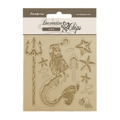 MERMAID songs of the sea decorative chip - Utstansad sjöjungfru med havstema från Stamperia