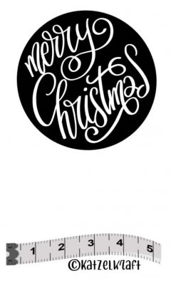 Scripty round Merry Christmas label rubber stamp - Rund etikett med engelsk god jul från KatzelKraft