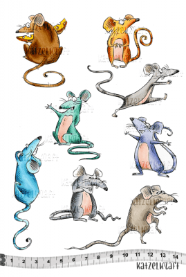 Mice / Rat rubber stamps - Stämplar med möss / råttor från KatzelKraft