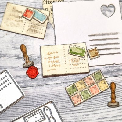 MiniSigill, Frimärken och Brevstansmallar från Gummiapan ca 7x14 mm, Ø 7 mm, 27x18 mm, 12x23 mm