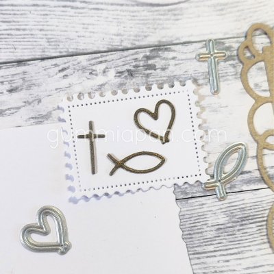 MINISYMBOLER tro hopp och kärlekstansmallar från Gummiapan ca 8x16, 17x7, 12,5x12,5 mm