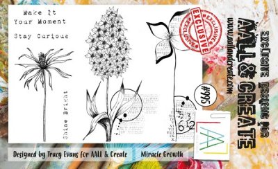 MIRACLE GROWTH flowers clear stamp set - Stämpelset med blommor från AALL & Create A6