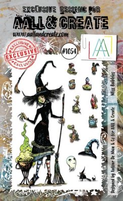 MISS BUBBLES Halloween witch clear stamp set - Stämpelset med häxa från AALL & Create A6