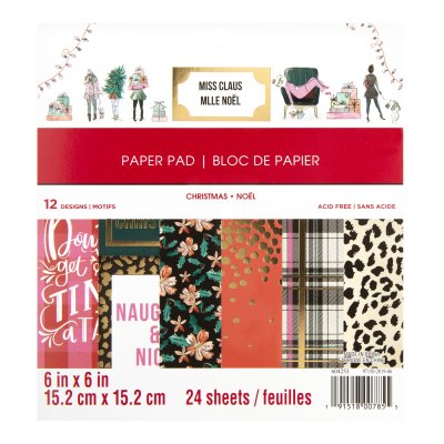 Miss Claus Christmas paper stack 6x6 - Mönstrade papper jultema från Craft Smith 15x15 cm