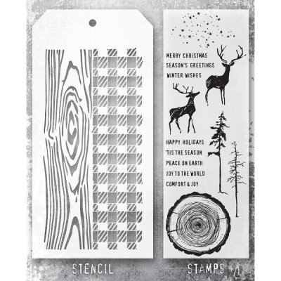 Mixed Media #57 stamp & stencil set - Stämplar och schabloner från Tim Holtz Stamper's Anonymous