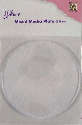 Mixed media plate circle - Rund mixed media-platta från Nellie Snellen