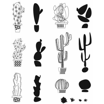 FÖRBESTÄLLNING - Mod cactus rubber stamp set - Stämpelset med kaktusar från Tim Holtz Stamper's Anonymous
